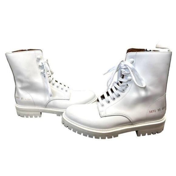 COMMON PROJECTS Womens White Lug Sole Combat Boots Size 35US 5